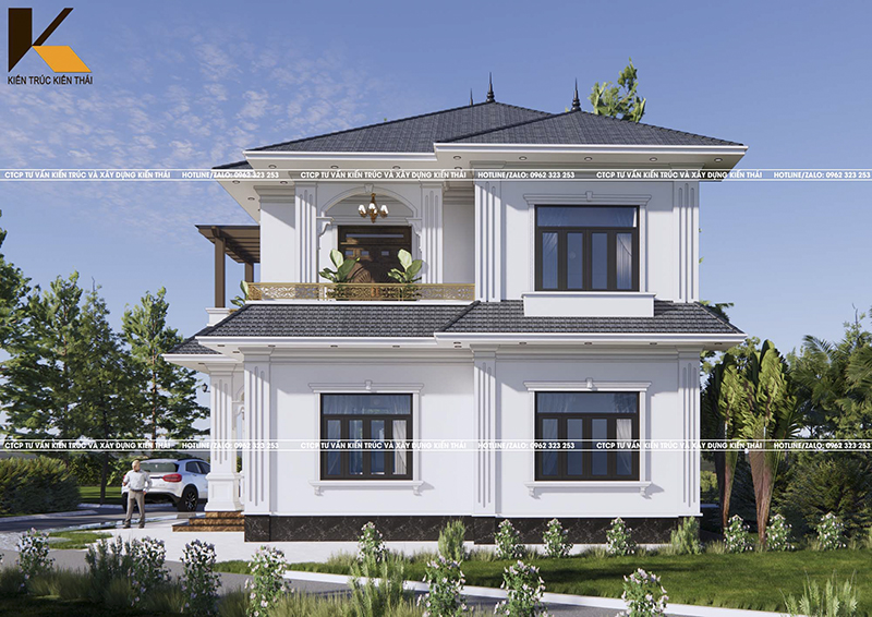 Mẫu biệt thự 2 tầng hiện đại mái Nhật tại Lý Nhân Hà Nam – Ninh Bình góc bên hông