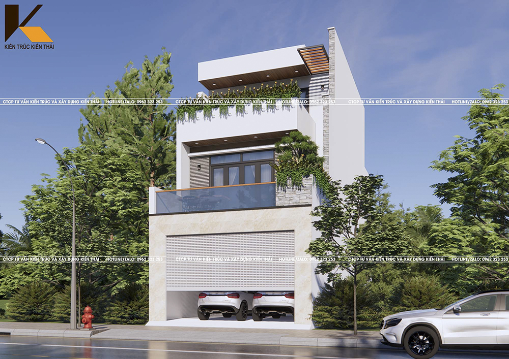 nhà 3 tầng mái bằng Ninh Bình, thiết kế nhà anh Cảnh Ninh Bình