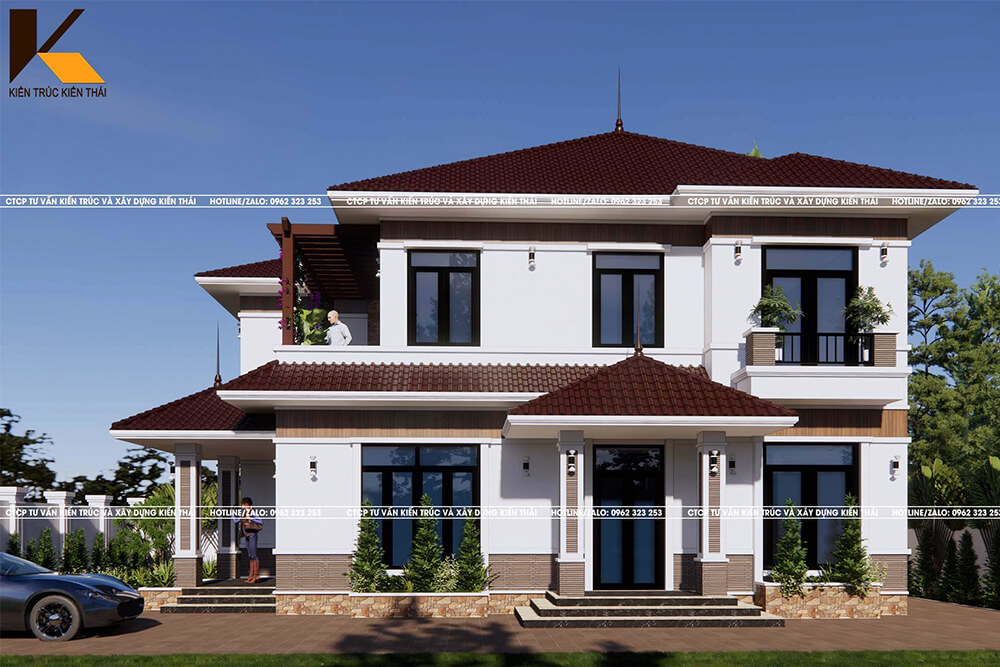 Mẫu biệt thự 2 tầng hiện đại mái Nhật tại Ninh Bình 5 phòng ngủ