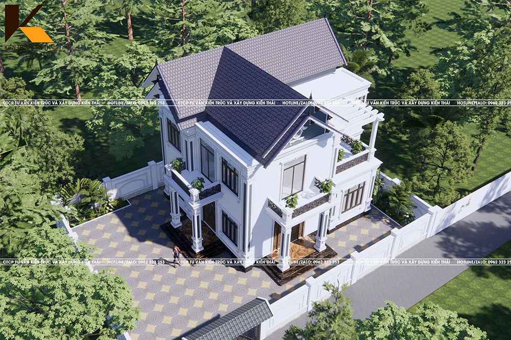 Biệt thự 3 tầng tân cổ điển sang trọng tại Ninh Bình nhìn từ trên cao