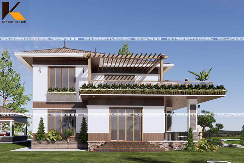 Mặt tiền biệt thự 2 tầng mái Nhật sang trọng