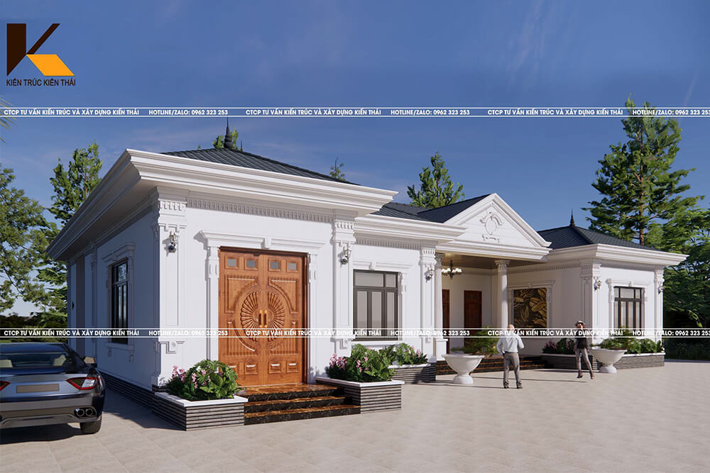 Toàn cảnh biệt thự tân cổ điển 1 tầng tại Ninh Bình với thiết kế tinh tế và khoảng sân rộng