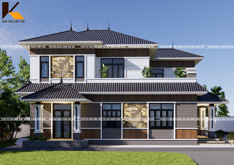 mẫu nhà mái nhật mặt tiền 8m đẹp tại ninh bình