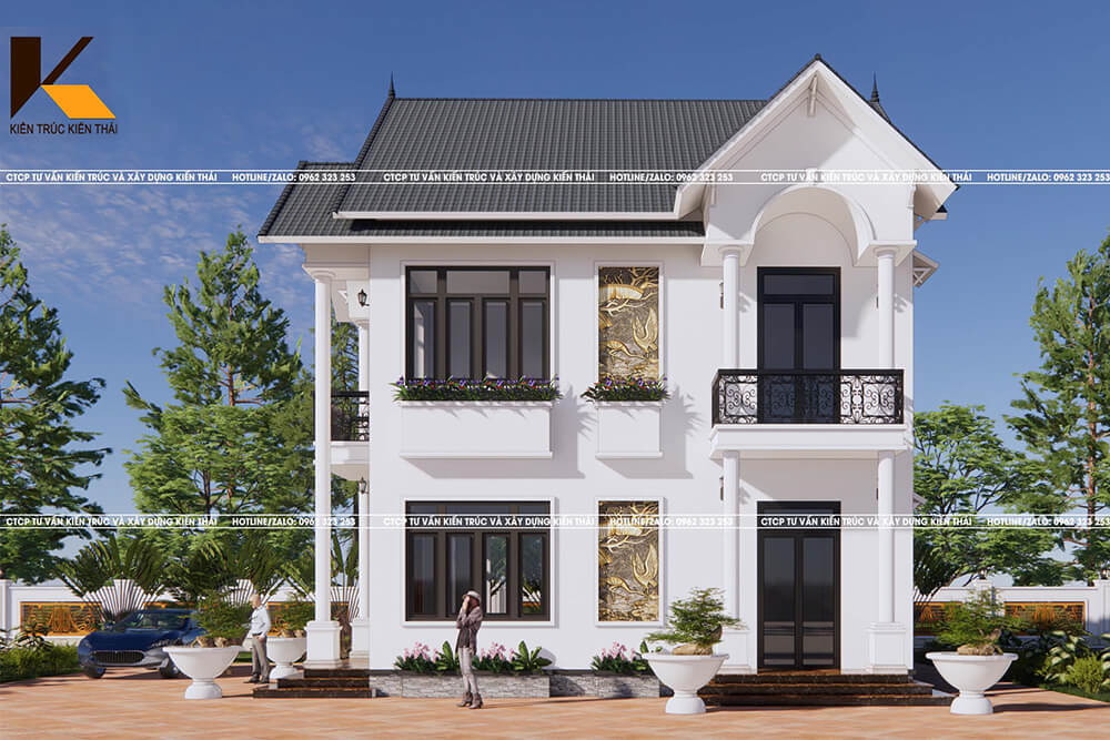 Mặt tiền biệt thự 2 tầng mái Thái tân cổ điển sang trọng tại Ninh Bình