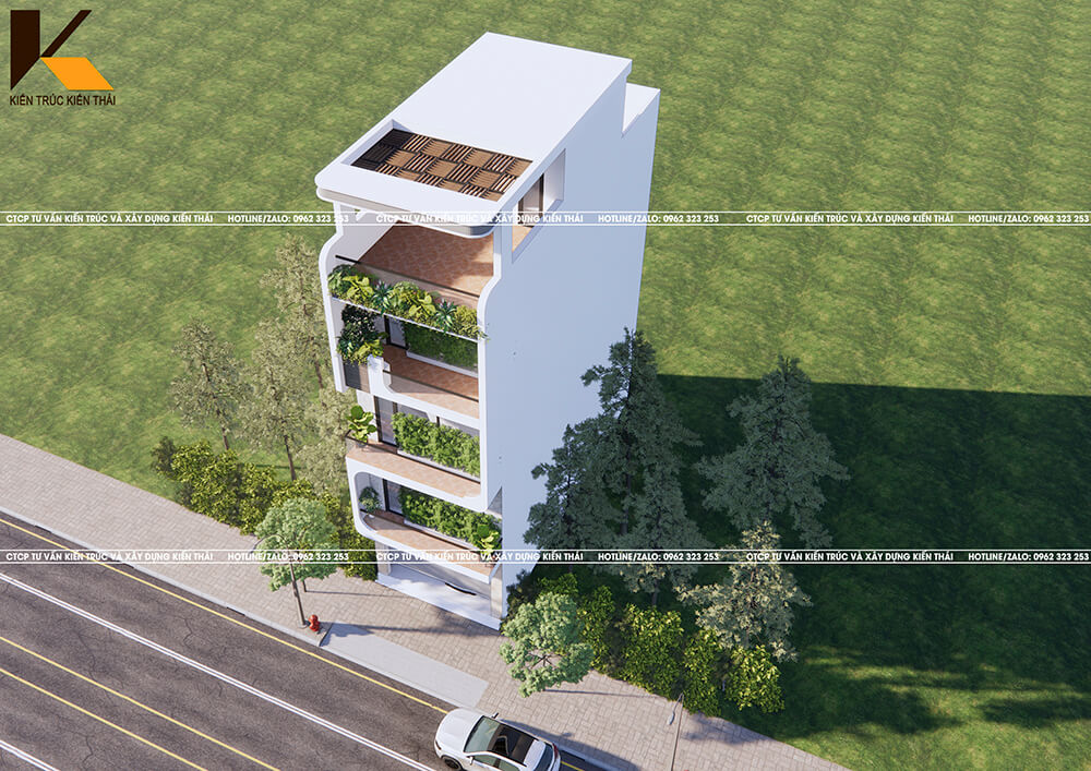 Ban công kính và lam nhôm hiện đại nhà phố 1 mặt tiền