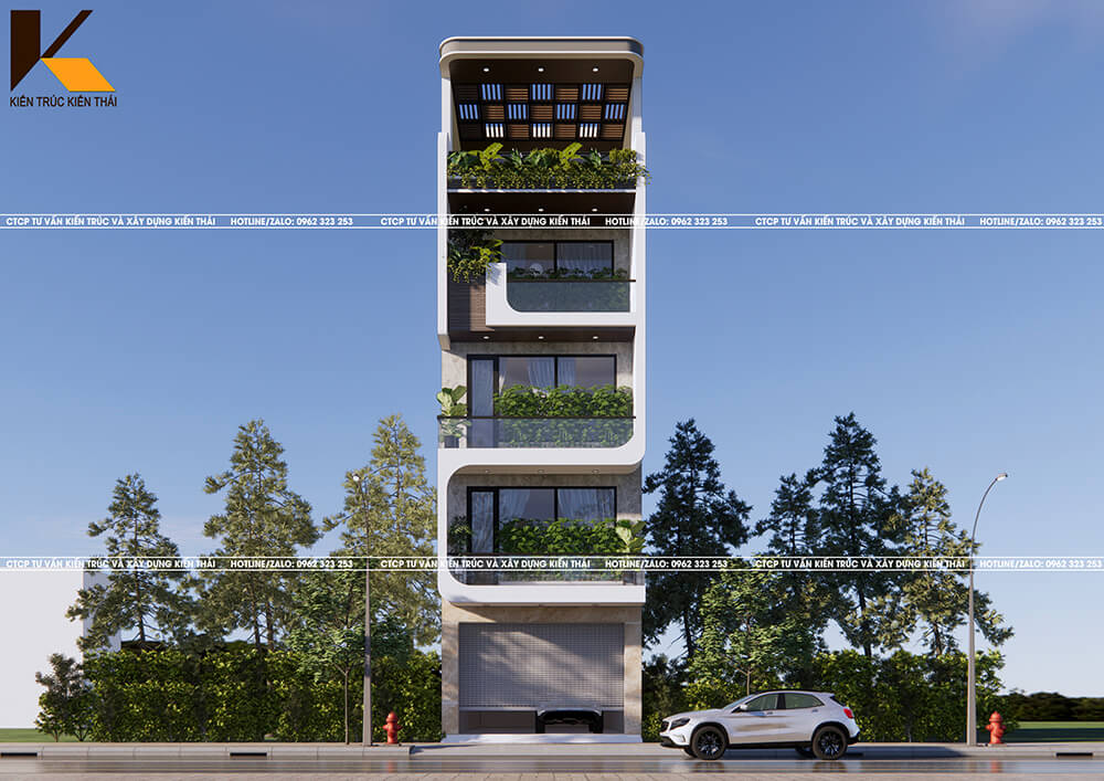 Phối cảnh nhà phố 1 mặt tiền 5 tầng hiện đại tại Ninh Bình