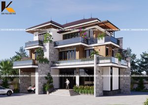 Thiết kế biệt thự 3 tầng hiện đại mái Nhật tại Nho Quan – Ninh Bình