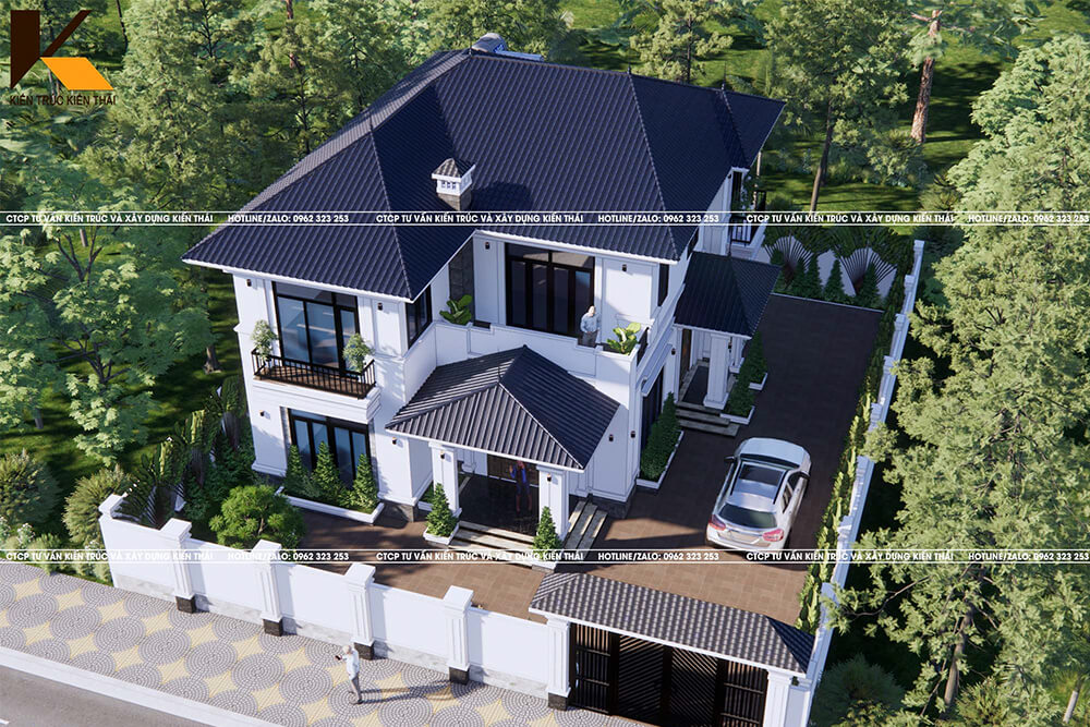 Thiết kế biệt thự 2 tầng mái Nhật đẹp sang trọng, tinh tế phù hợp gia đình Việt ở Ninh Bình