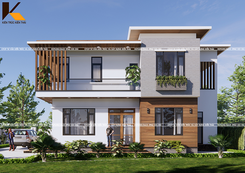 Biệt thự 2 tầng mái bằng hiện đại 240m² tại Ninh Phúc – Ninh Bình do Kiến Trúc Kiến Thái thiết kế