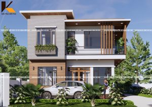 Biệt thự 2 tầng mái bằng hiện đại 240m² tại Ninh Phúc – Ninh Bình do Kiến Trúc Kiến Thái thiết kế