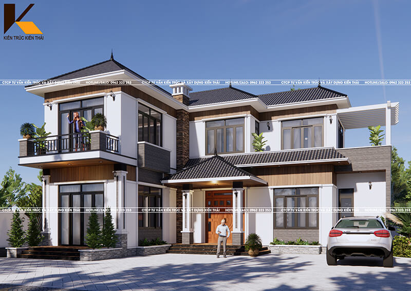 Mẫu nhà vườn mái Nhật 180m2 đẹp tại Ninh Bình