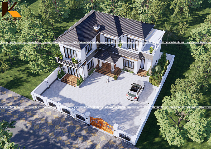 Mẫu nhà vườn mái Nhật 180m2 đẹp tại Ninh Bình