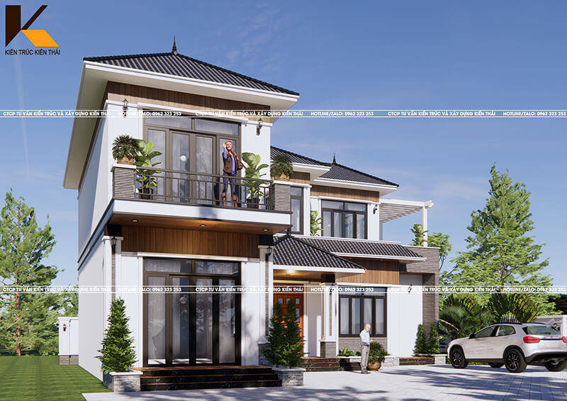 Mẫu nhà vườn mái Nhật 180m2 đẹp tại Ninh Bình