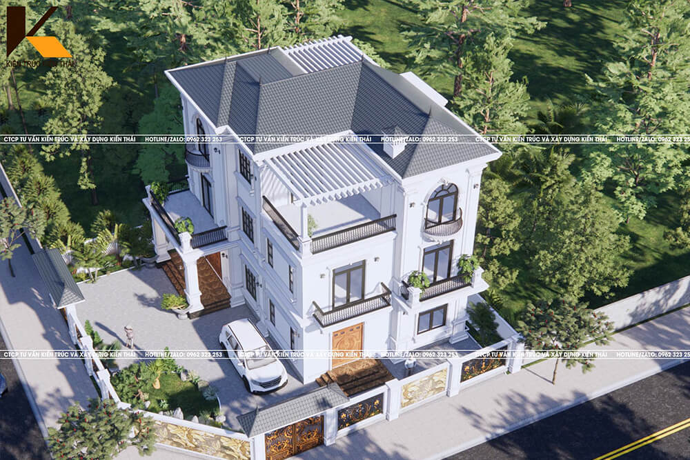 Biệt thự 3 tầng tân cổ điển sang trọng tại Ninh Bình nhìn từ trên cao