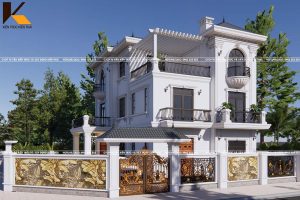 Mặt tiền biệt thự 3 tầng tân cổ điển hiện đại, đẳng cấp tại Ninh Bình