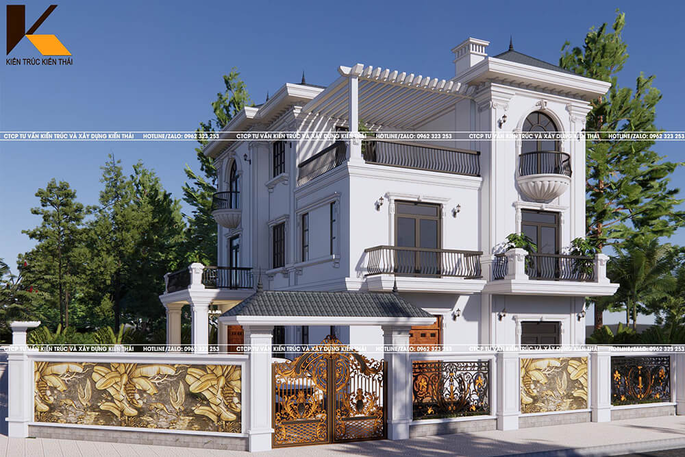 Mặt tiền biệt thự 3 tầng tân cổ điển hiện đại, đẳng cấp tại Ninh Bình