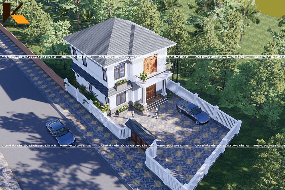 Toàn cảnh biệt thự mái Nhật 2 tầng hiện đại, sân vườn rộng rãi tại Hoa Lư Ninh Bình.