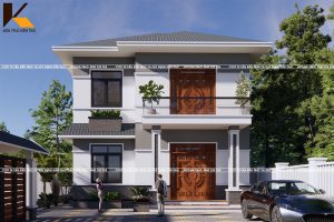 Biệt thự mái Nhật 2 tầng hiện đại sang trọng tại Hoa Lư Ninh Bình – góc chính diện.