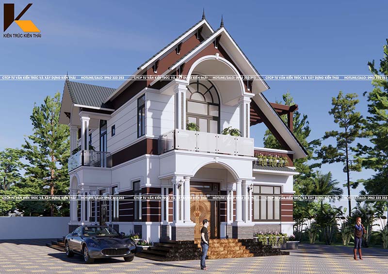 Mẫu biệt thự 2 tầng mái Nhật hiện đại