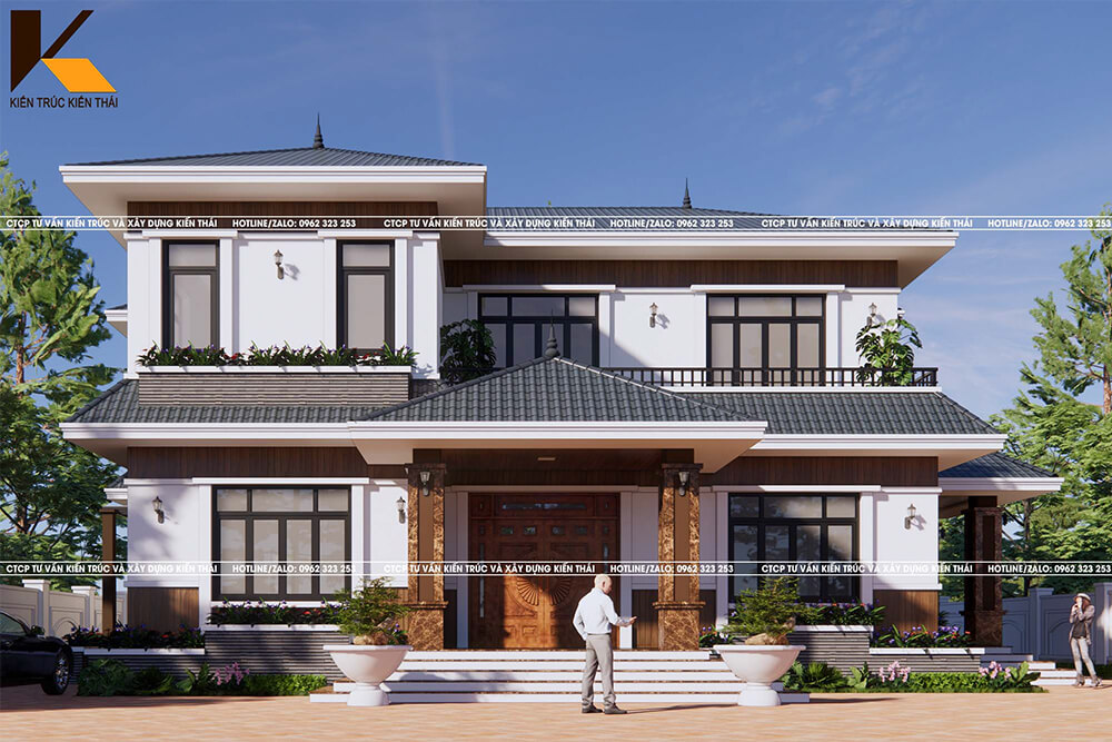 Biệt thự 2 tầng kiểu Nhật hiện đại, mái Nhật bền đẹp, không gian sống sang trọng tại Ninh Bình.