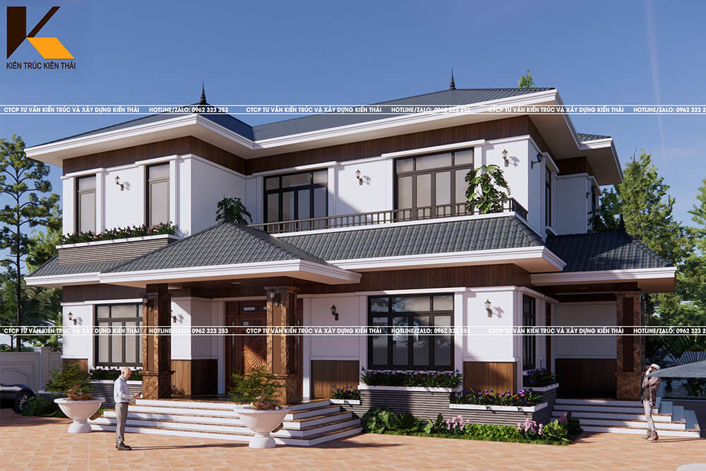 Thiết kế biệt thự 2 tầng mái Nhật rộng rãi, kiến trúc hiện đại và tinh tế tại Ninh Bình.