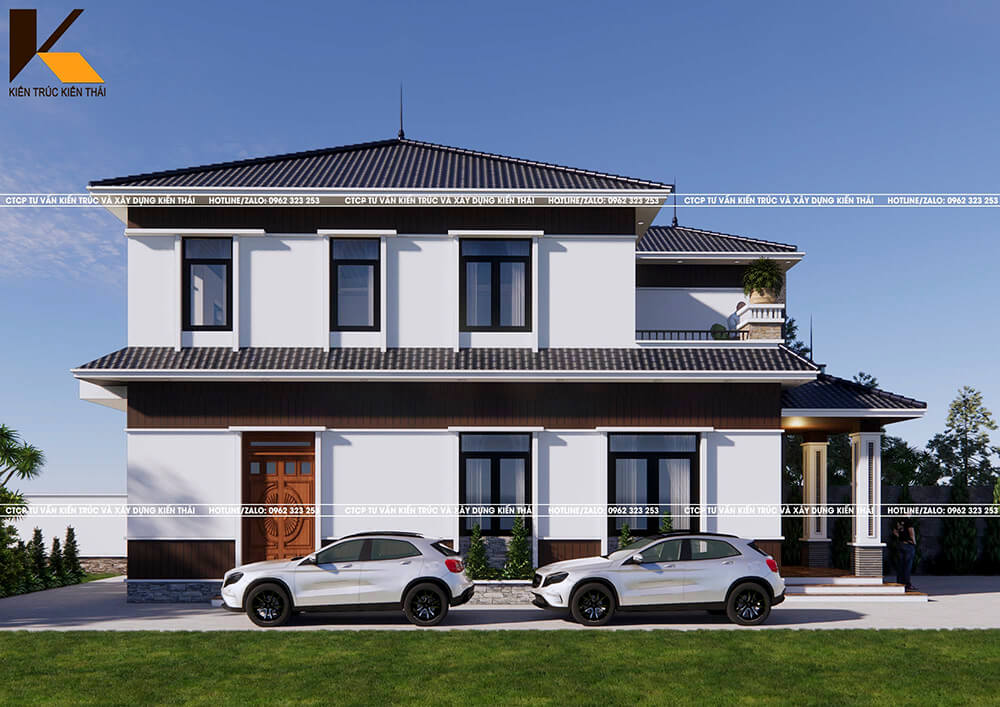 Biệt thự 2 tầng mái Nhật hiện đại 240 m² tại Ninh Bình – Kiến Thái Architect