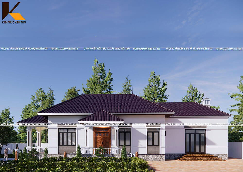 Mặt bằng công năng biệt thự 1 tầng 150 m² 4 phòng ngủ