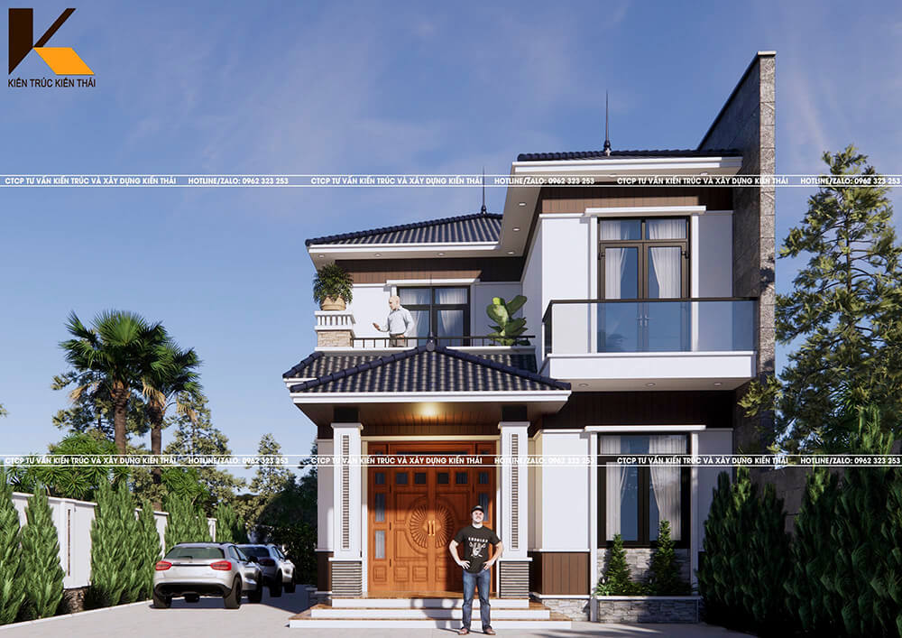 Mặt bằng công năng biệt thự 2 tầng mái Nhật 4 phòng ngủ