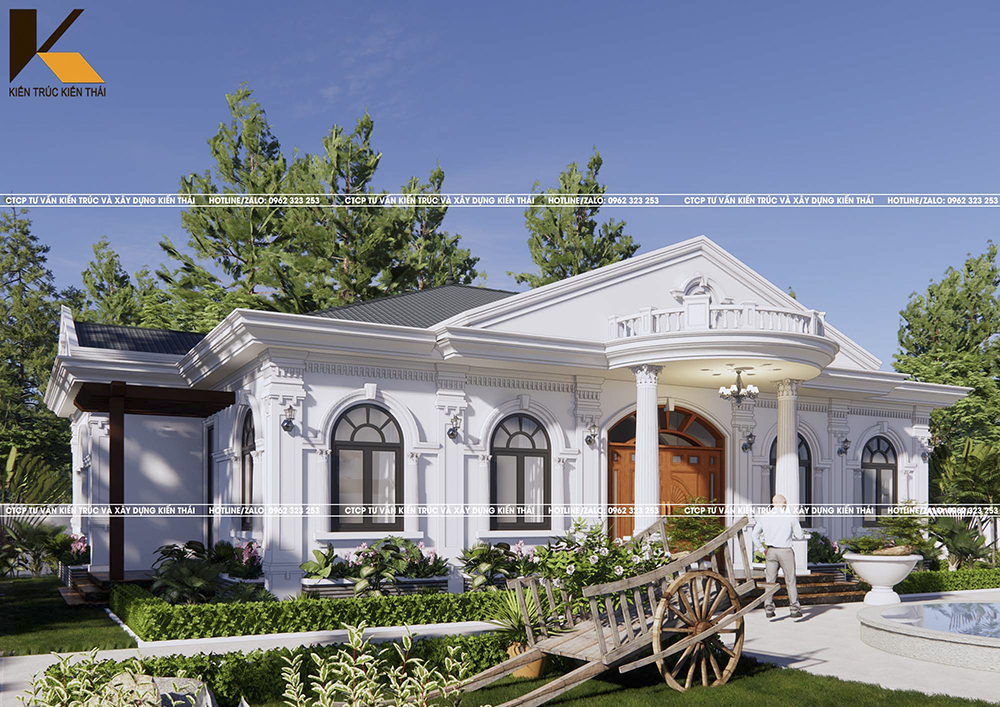 Mẫu nhà 1 tầng mái Nhật tân cổ điển tại Ninh Bình