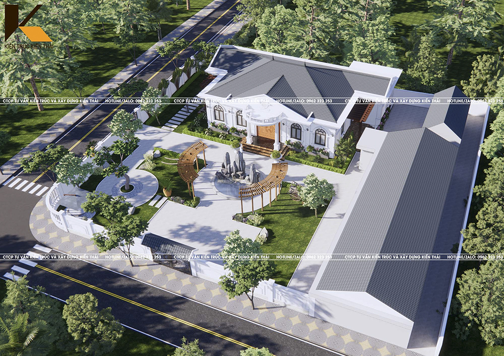 Mẫu nhà 1 tầng mái Nhật tân cổ điển tại Ninh Bình