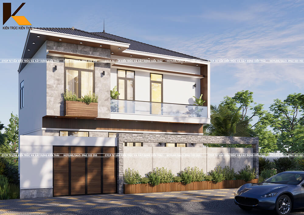 Nội thất phòng khách hiện đại mái Nhật tại Ninh Bình