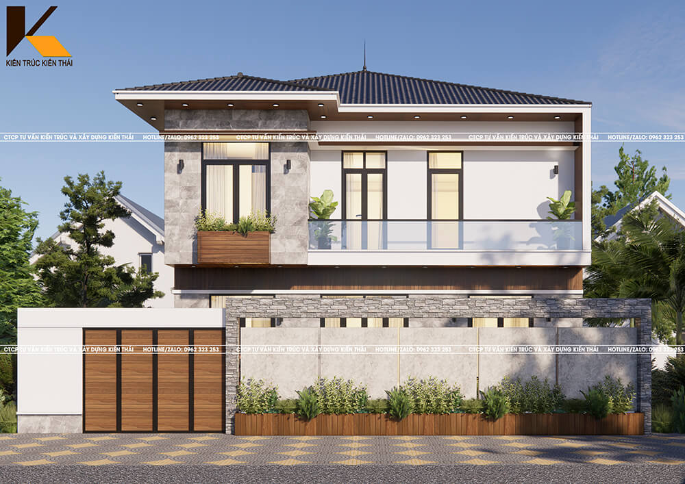 Phối cảnh nhà phố hiện đại mái Nhật 1 mặt tiền tại Ninh Bình