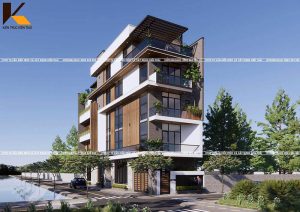 Ban công kính nhà phố 2 mặt tiền phong cách hiện đại