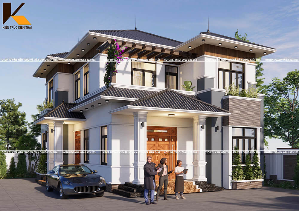 Mẫu nhà mái Nhật 2 tầng 4 phòng ngủ 280 m² tại Ninh Bình